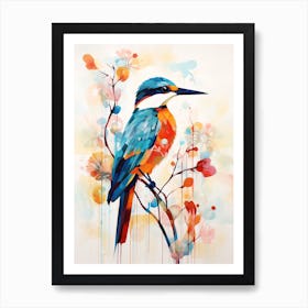 Bird Painting Collage Kingfisher 2 Art Print