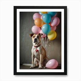 Default Wall Images Of Pets With Faint Balloons 3 Art Print