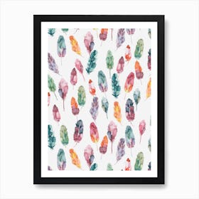 Watercolor Boho Feathers Art Print