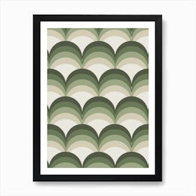 Sage Retro Circles Art Print