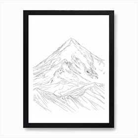 Mount Elbrus Russia Line Drawing 6 Art Print