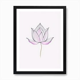 Lotus Flower, Buddhist Symbol Minimal Line Drawing 4 Art Print