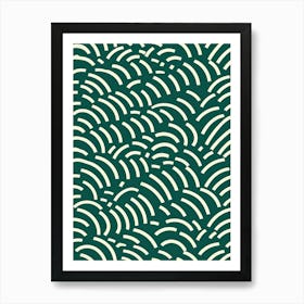 Abstract Green Wave Pattern, Matisse style Art Print