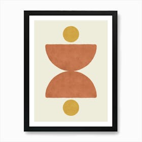 Half-circle Abstract Mid-century Modern Balance Gold Orange Art Print