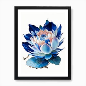 Blue Lotus Decoupage 5 Art Print