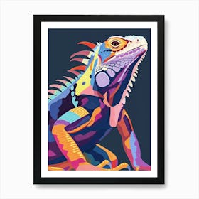 Fiji Crested Iguana Abstract Modern Illustration 2 Art Print