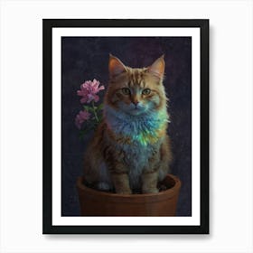 Cat In Pot 1 Art Print