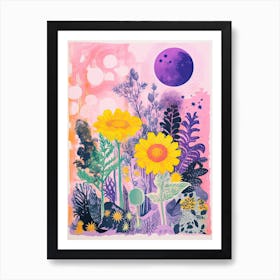 Abstract Botanical Risograph Style 3 Art Print