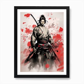 Samurai Sumi E Illustration 4 Art Print