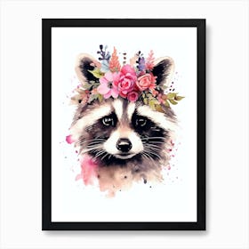 Pink Raccoon Illustration 5 Art Print