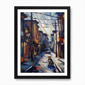 Painting Of Toronto Canada With A Cat In The Style Of Impressionism 3 Art Print