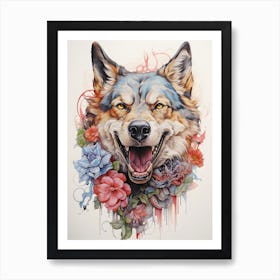 Wolf Flower Art Print