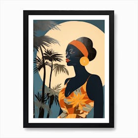 African Woman With Palm Trees Art Print