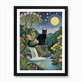 Cat In The Moonlight 1 Art Print