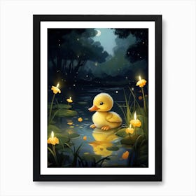 Animated Duckling At Night 4 Art Print