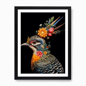 Bird With A Flower Crown Lark 4 Art Print