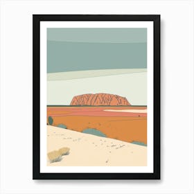 Ayers Rock Australia Color Line Drawing (4) Art Print