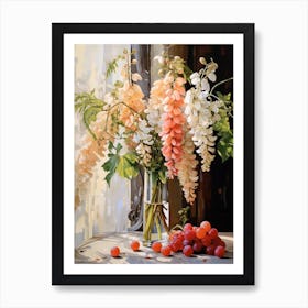 Wisteria Flower And Peaches Still Life Painting 2 Dreamy Art Print