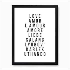 Love Amor Lamour Amore Liebe Art Print