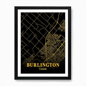 Burlington Gold City Map 1 Art Print
