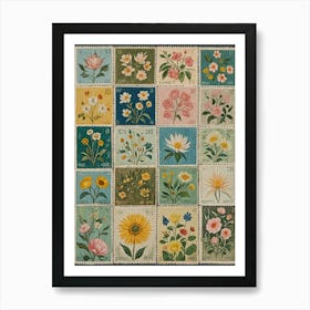 Floral Stamps Art Print