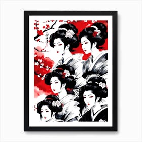 Traditional Japanese Art Style Geisha Girls 5 Art Print