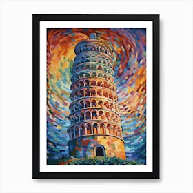 Tower Of Pisa Paul Signac Style 4 Art Print