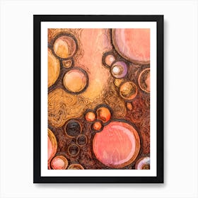 Abstract Bubbles Pink and Orange Art Print
