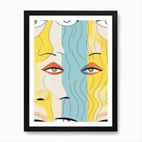 Abstract Face Line Drawing 1 Art Print