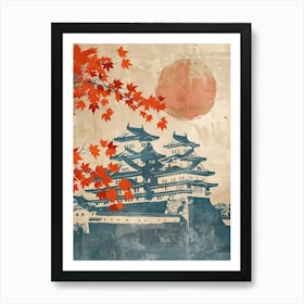 Himeji Castle Mid Century Modern 3 Art Print