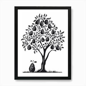 Pear Tree Simple Geometric Nature Stencil 1 Art Print