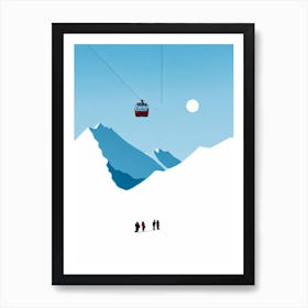 Courmayeur, Italy Minimal Skiing Poster Art Print