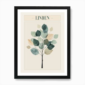 Linden Tree Minimal Japandi Illustration 4 Poster Poster