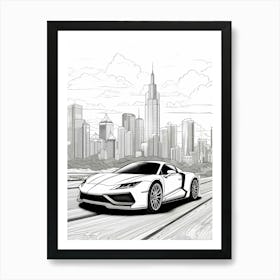 Lamborghini Huracan Line Drawing 2 Art Print