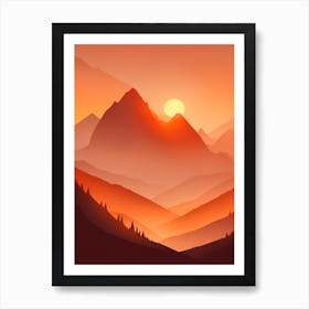 Misty Mountains Vertical Composition In Orange Tone 243 Art Print