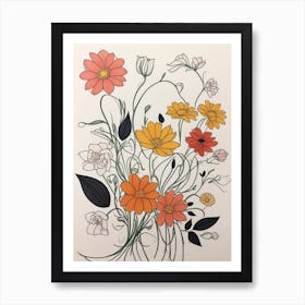 Luckycharms Orange And Yellow Flowers Art Print