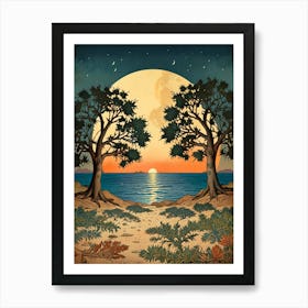 William Morris Full Moon Over The Ocean Art Print