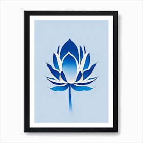 Blue Lotus Retro Minimal 3 Art Print