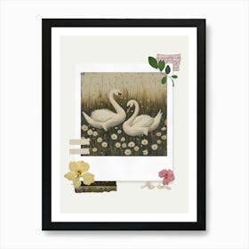 Scrapbook Swans Fairycore Painting 4 Art Print