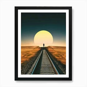 Sunset On The Train Tracks Art Print