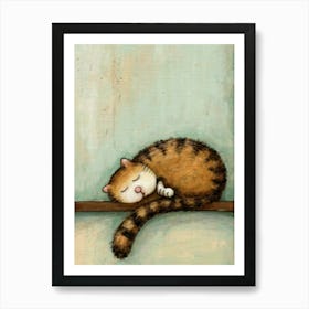 Sleeping cat wall art poster Art Print