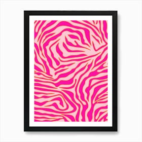 Zebra Stripes Pink And Orange Art Print
