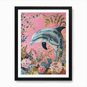 Floral Animal Painting Dolphin 1 Art Print