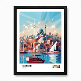 Istanbul, Turkey, Geometric Illustration 2 Poster Art Print