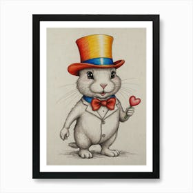 Rabbit In A Top Hat Art Print