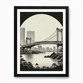 A Panoramic View Of The Nihonbashi Bridge In Tokyo Ukiyo-E Art Print