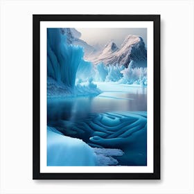 Frozen Landscapes With Icy Water Formations Waterscape Crayon 1 Art Print