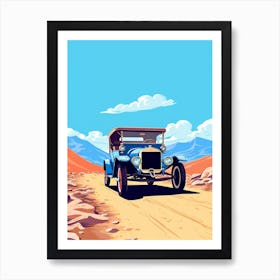 A Ford Model T Car In The Andean Crossing Patagonia Illustration 3 Art Print