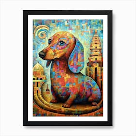 Dachshund dog abstract print Art Print