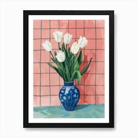 Tulips In A Blue Vase 1 Art Print